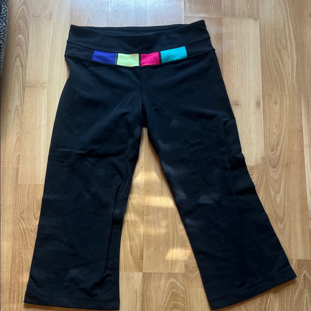 lululemon athletica Black Leggings with Colorful Waistband